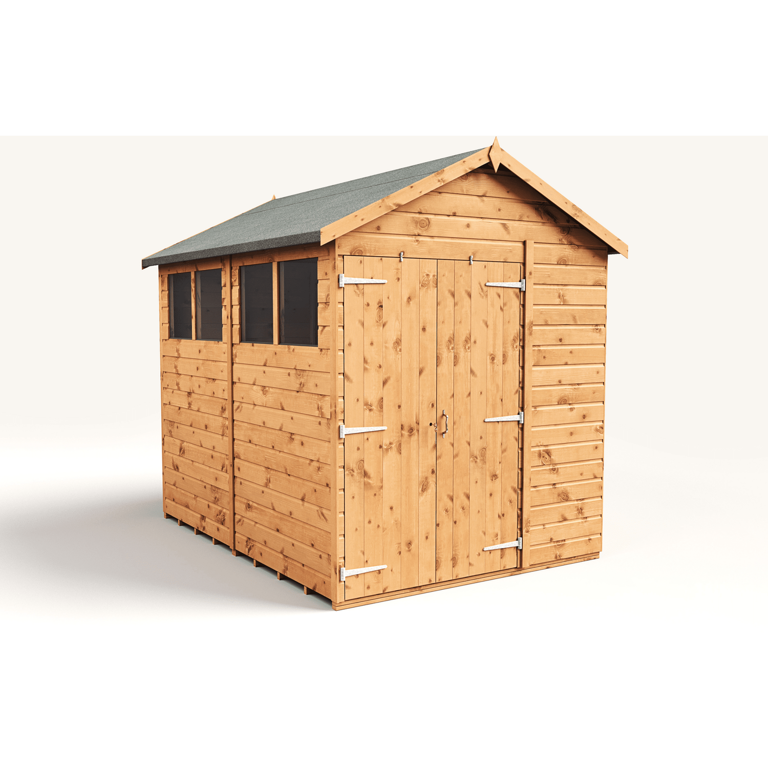 Empire 6x8 Modular Apex Garden Shed with a Double Door & Windows - Brown