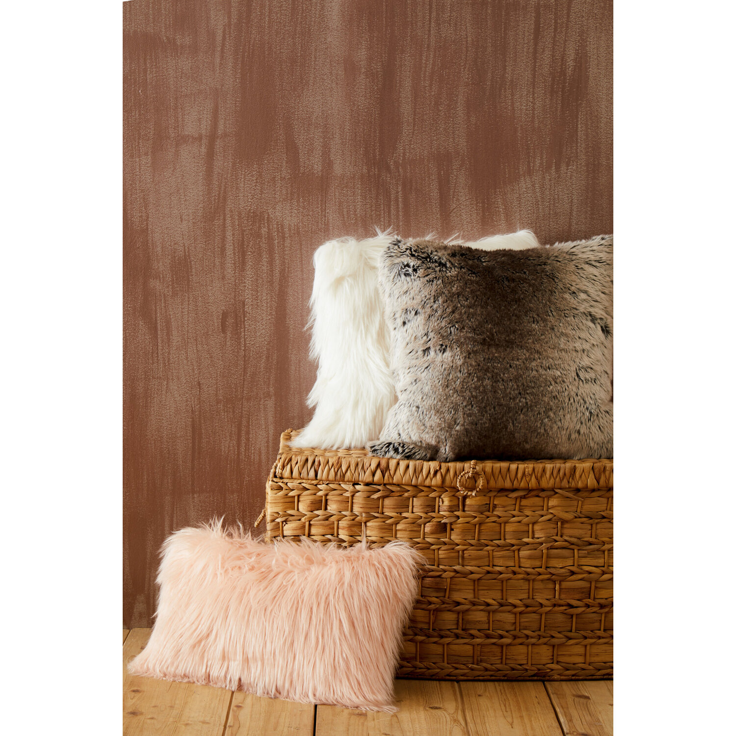 Bosie Lamina Cream Square Fur Cushion - Cream