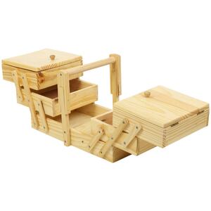 3-Tier Wooden Sewing Box - Light Brown