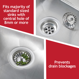 Stainless Steel Waste Strainer Plug Drain Sink Stopper for Kitchen Sinks Bath Shower Rubber Seal