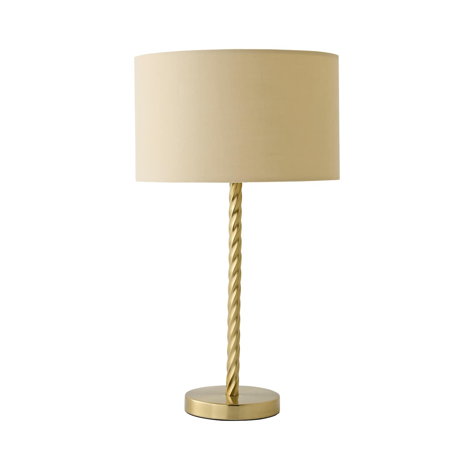 Valuelights Maura Twisted Gold Metal Table Lamp With Drum Shade - Cream / No