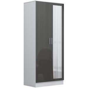 REFLECT Bundle - 2dr Mirror Wardrobe + Chest + 2x Bedsides - Grey/White