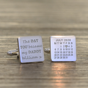 Personalised The Day You Became My Daddy Cufflinks - Silver Finish