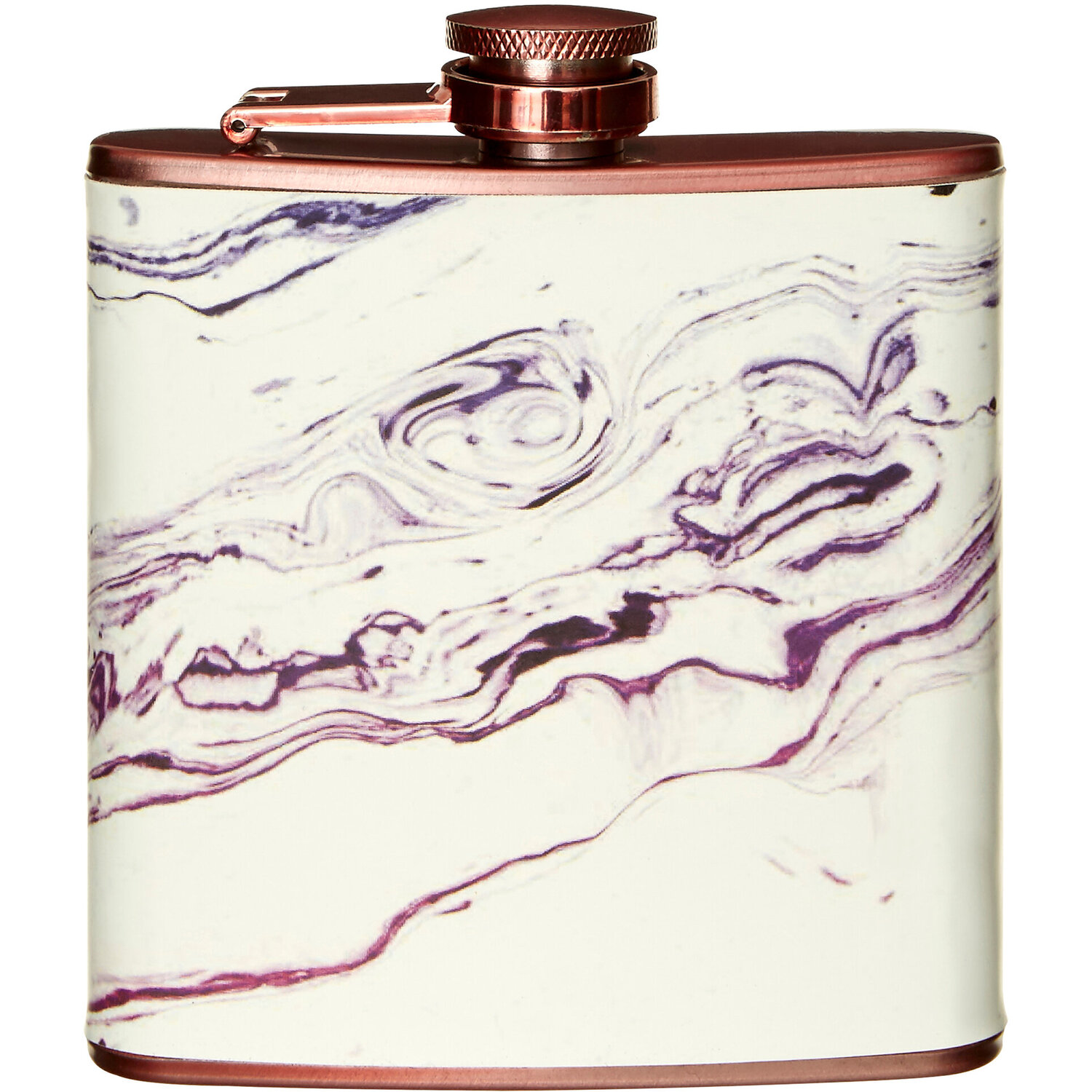 Auden Marble Effect Rose Gold Hip Flask - Cream
