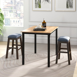 Set of 2 Bar Stools Saddle Padded Seat Stool Counter Height Stools