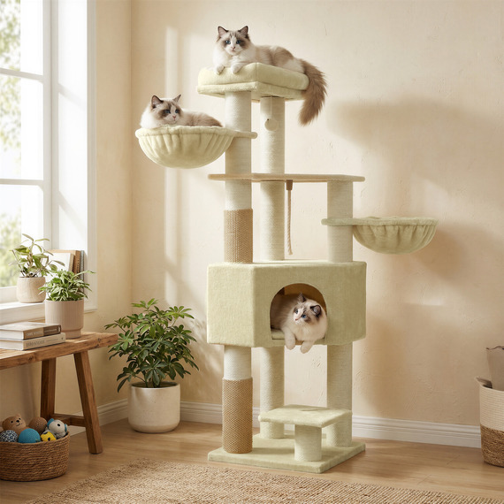 Large Cat Tower with Self-Warming Pads