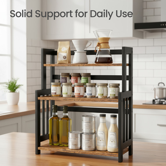 SONGMICS 3-Tier Bamboo Spice Rack Organiser,Desktop Organizer