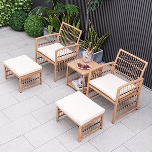 5 Piece Patio Wicker Sofa Set with Seat Cushions