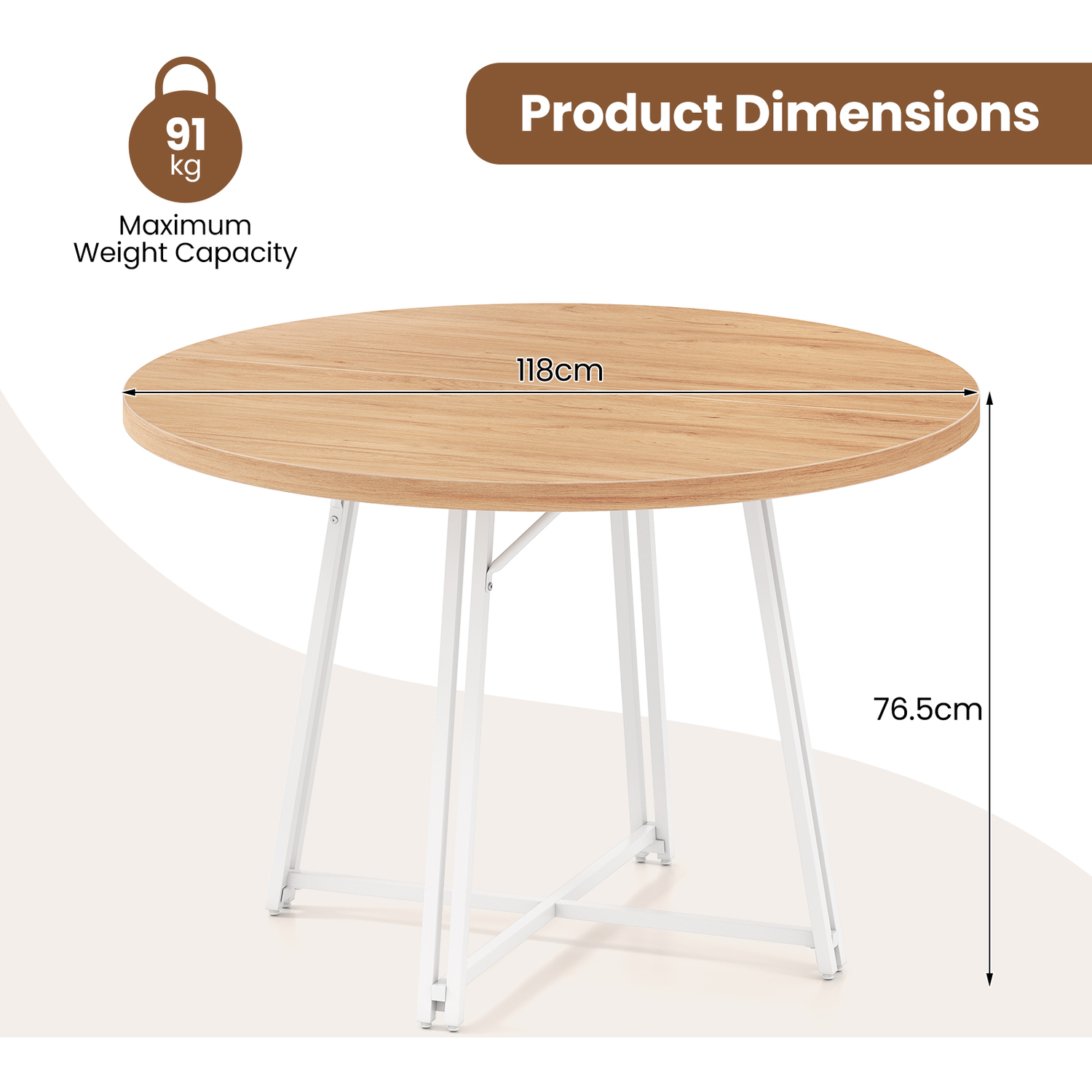 Dining Table Round Kitchen Table - Natural