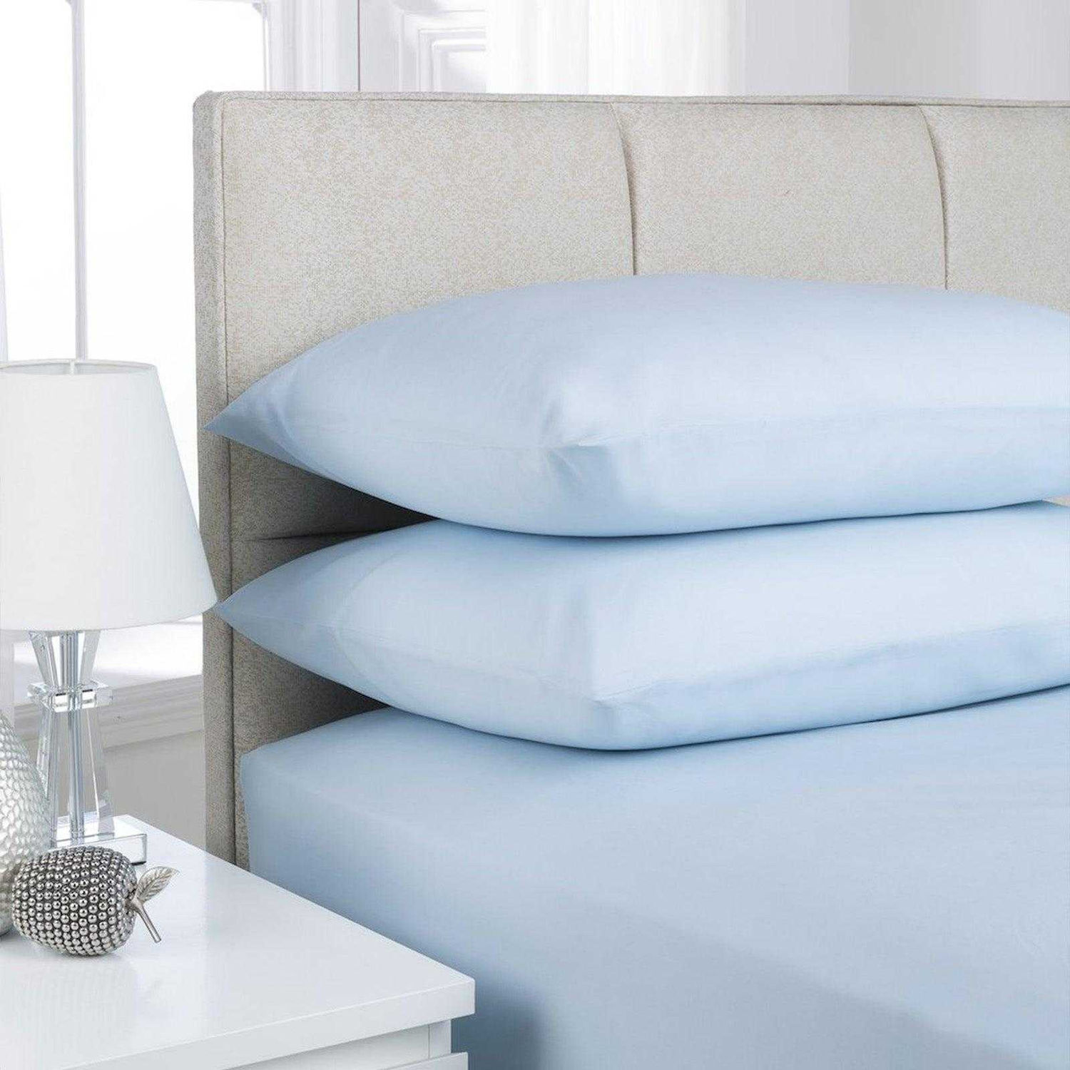K Collection Percale Percale Fitted Sheet - Baby Blue / King / Double