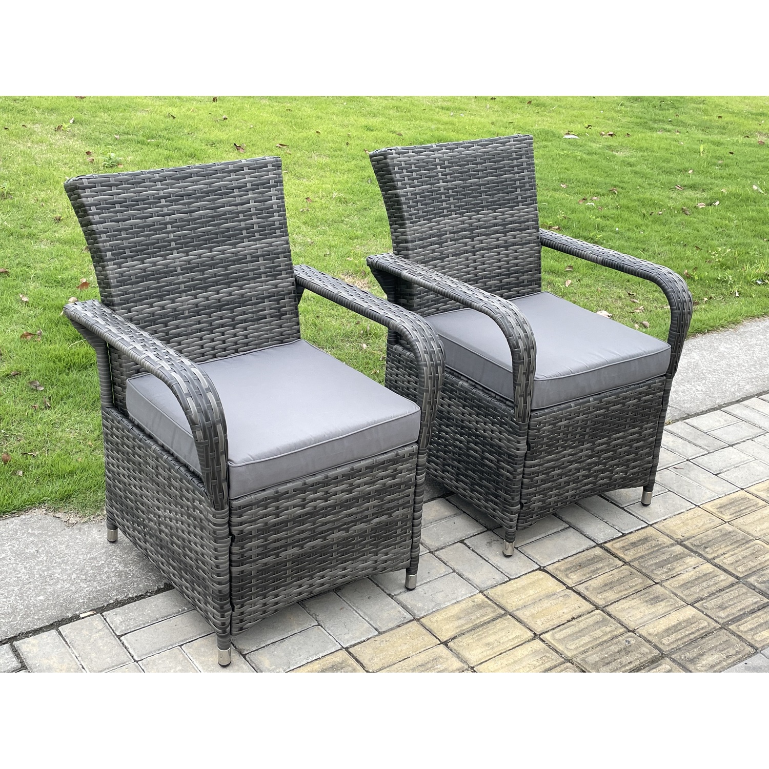 Fimous Rattan Garden Dining Set Wicker Patio Outdoor 2 Chairs