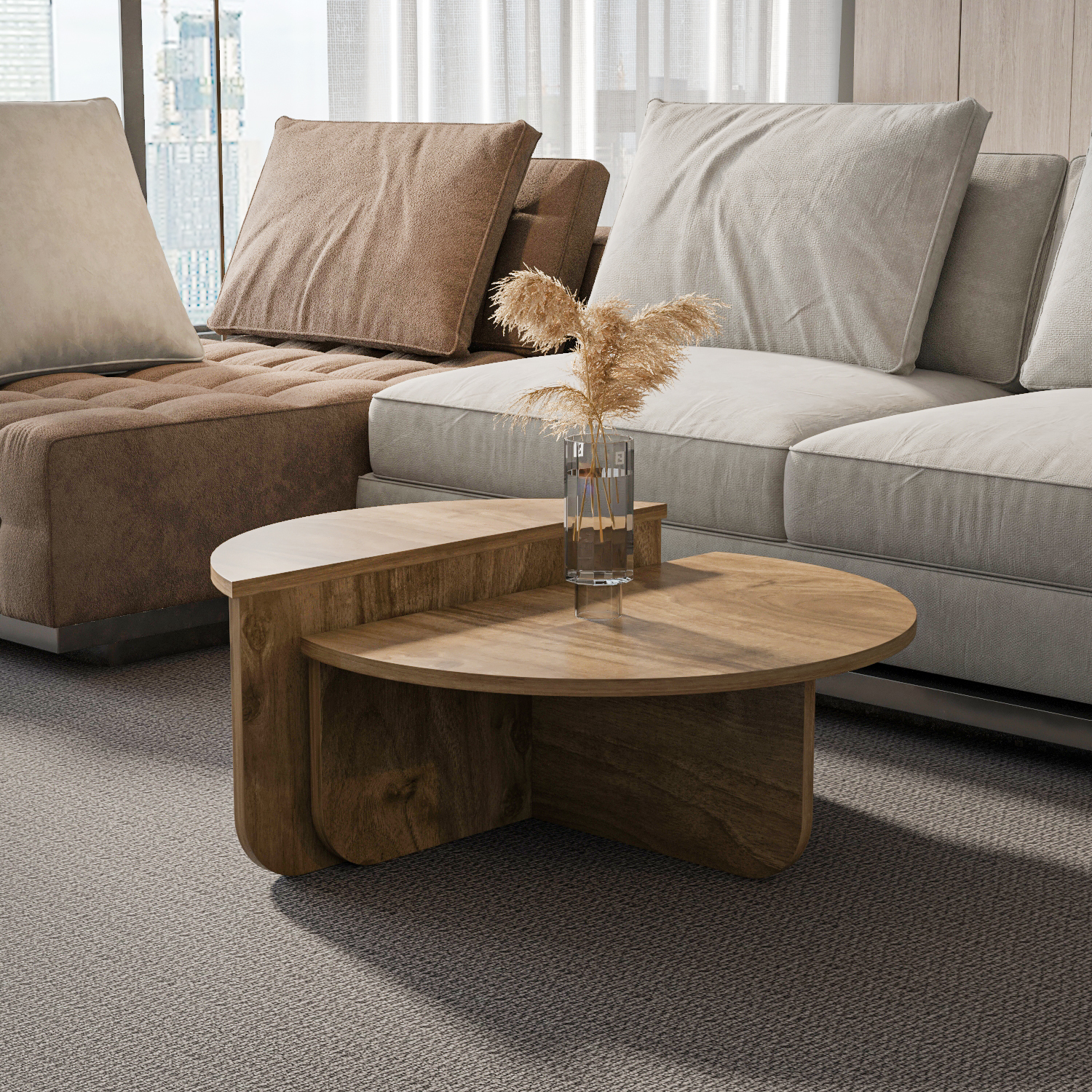 Decorotika Alves Coffee Table Set - Walnut