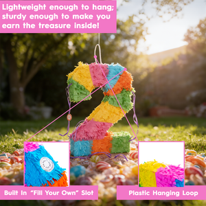100th Birthday Pinata Set with Stick & Blindfold - Pink Stick