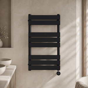 Bagnall Electric Flat Panel Heated Towel Rail 840x500, Matt Black