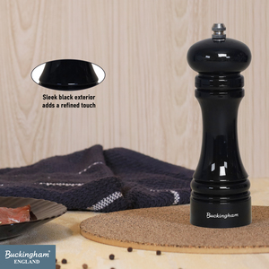 Buckingham Salt & Pepper Mill Set, Clear Acrylic, Ceramic Grinder, Adjustable Coarseness