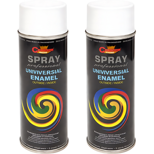 2 x 400 mL Pure White Matt (RAL 9010) Universal Gloss Enamel Spray Paint, Fast Drying