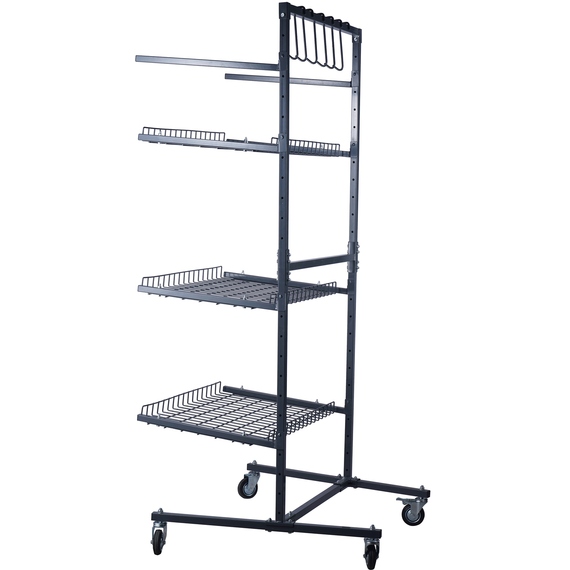 SwitZer Parts Cart with Panel Rack, 3-Tier Mobile Body Shop Storage Trolley Grey