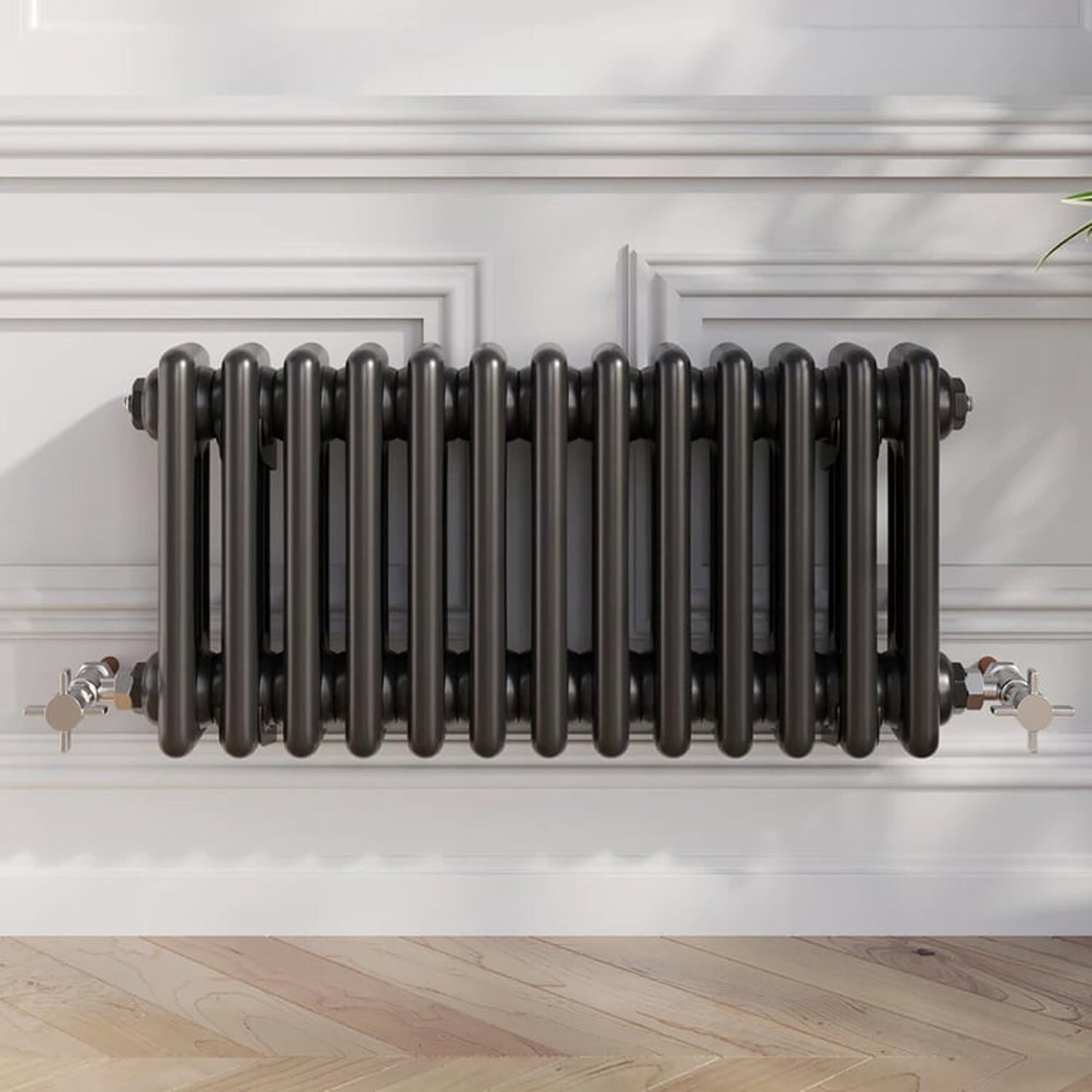 Temprazo Traditional Colosseum Double Bar Column Radiator Black 300 X 425Mm - Black / 605Mm / 300Mm / 100Mm