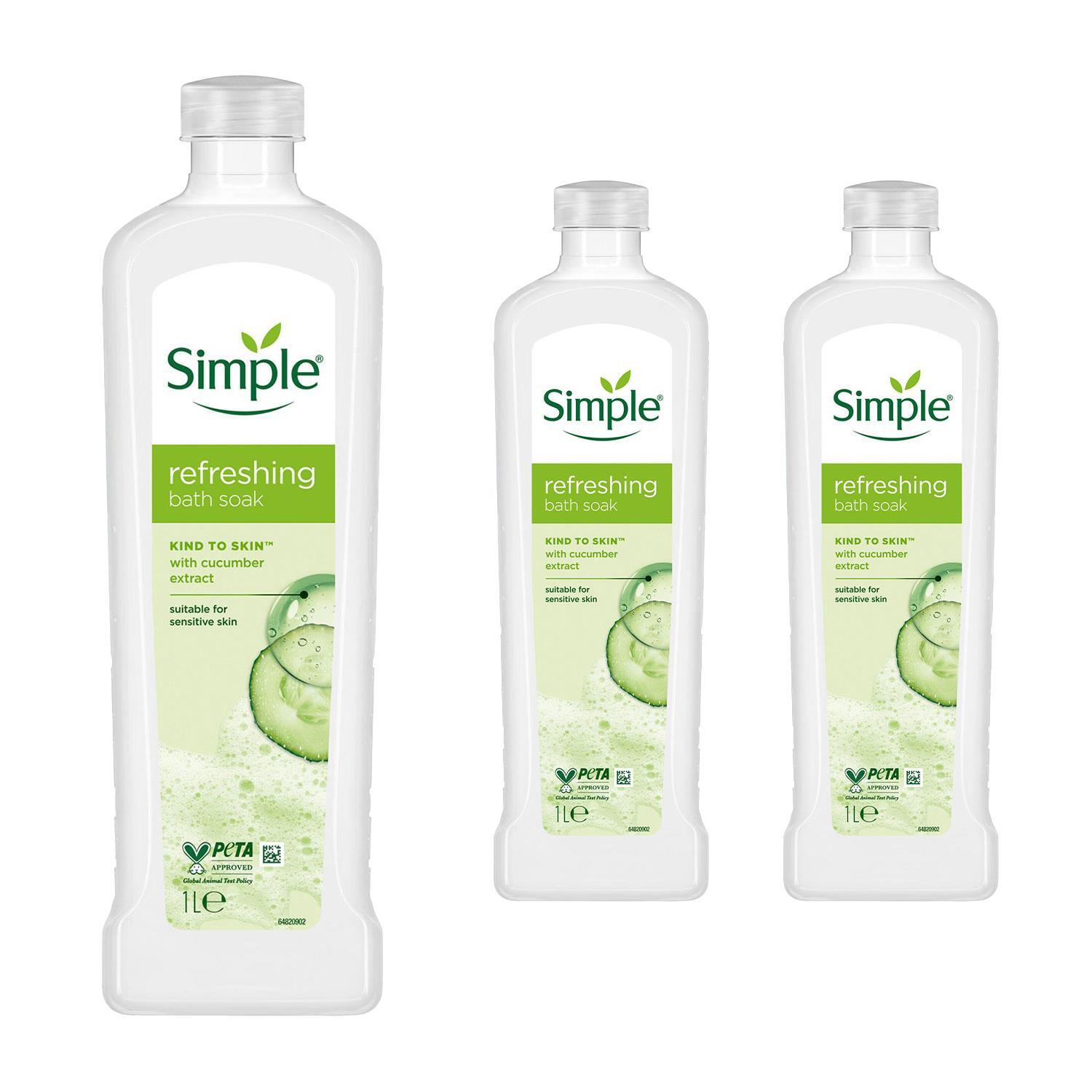 Avant-Garde Brands Ltd Simple Kind To Skin Refreshing Bath Soak With Cucumber Extract - Sensitive Skin, 1L Bath Formula | Wowcher - Image 2