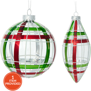 Plaid Glass Bauble