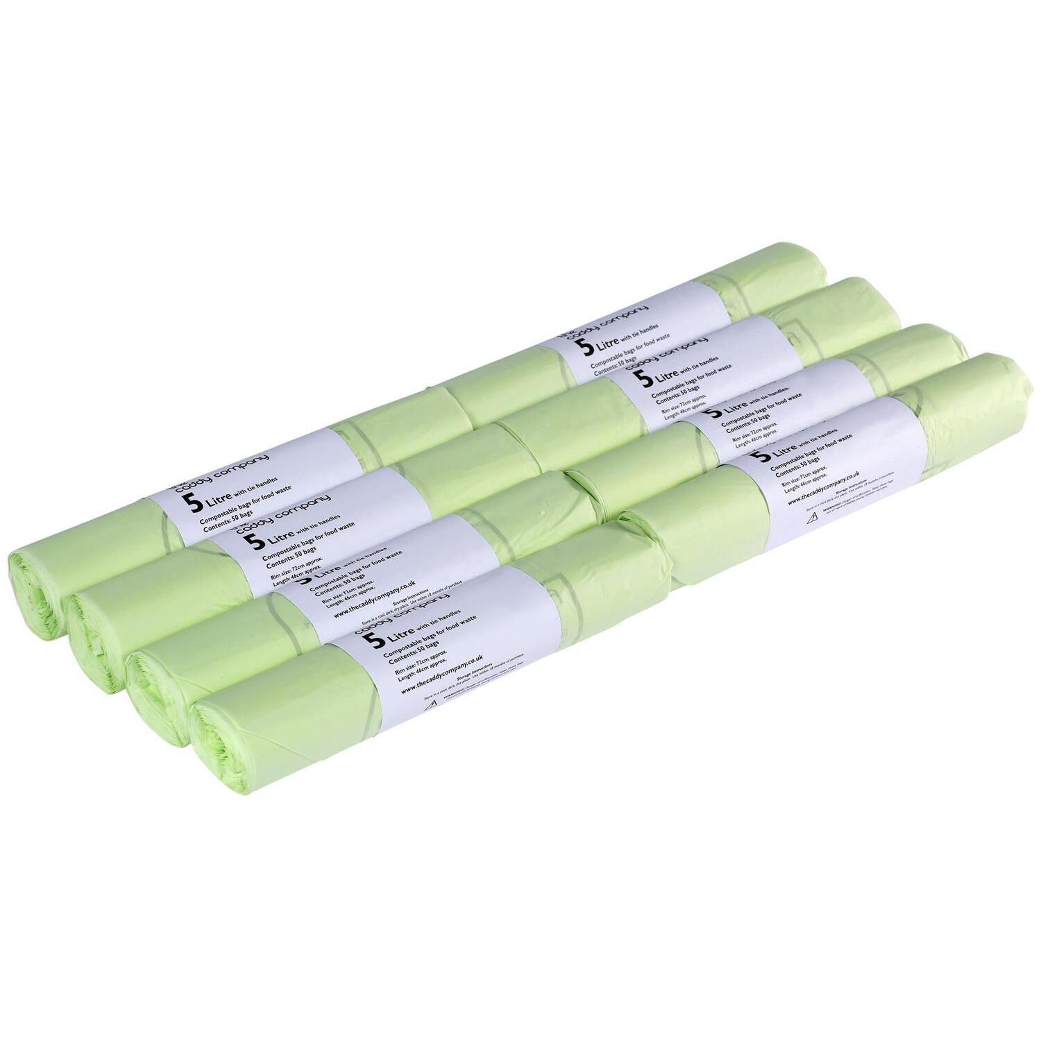 400x 5 Litre Tie Handle Compostable Caddy Bags - 8 Rolls - 5L Caddy Liners - Image 5