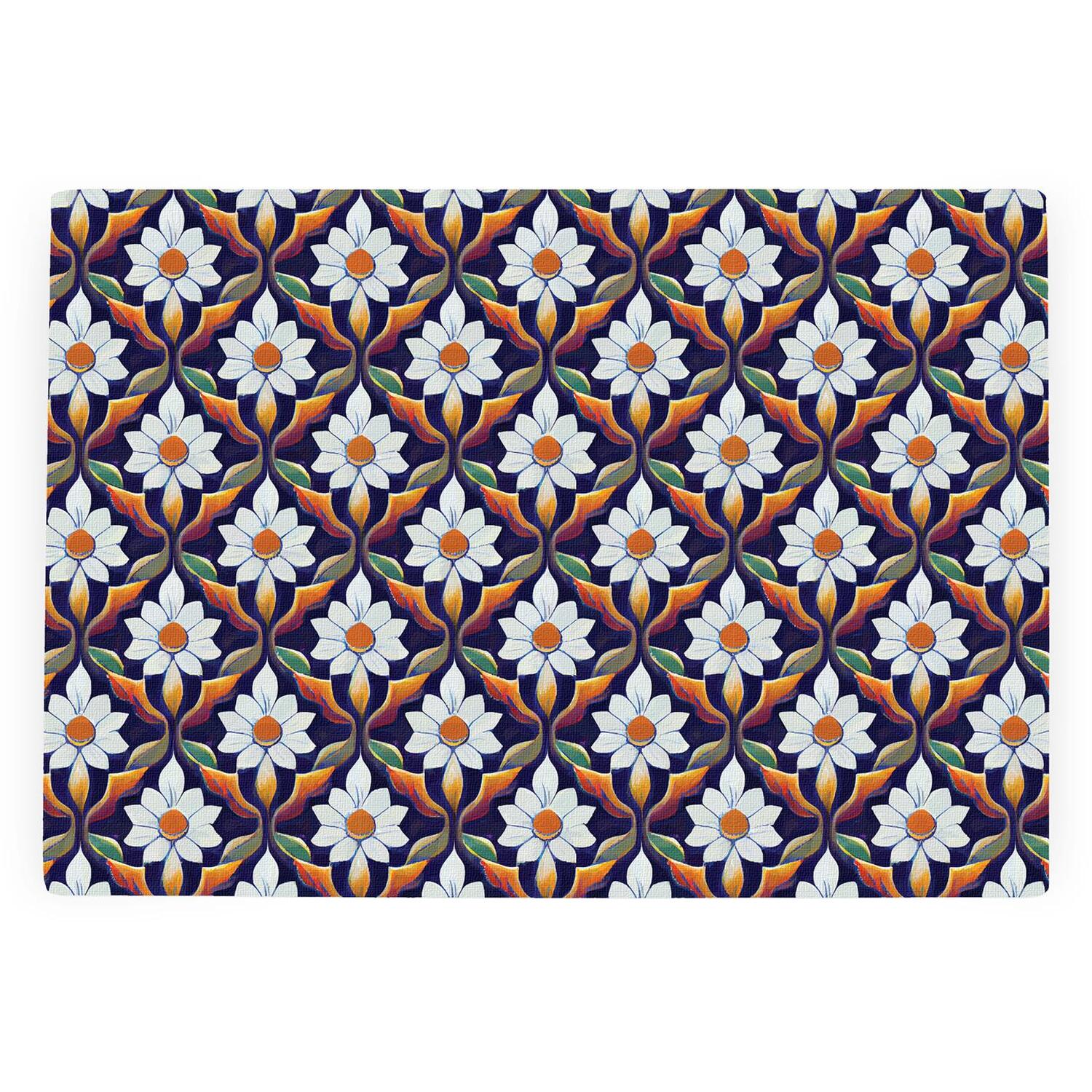 Image of White Floral Tile Worktop Saver -&hellip;