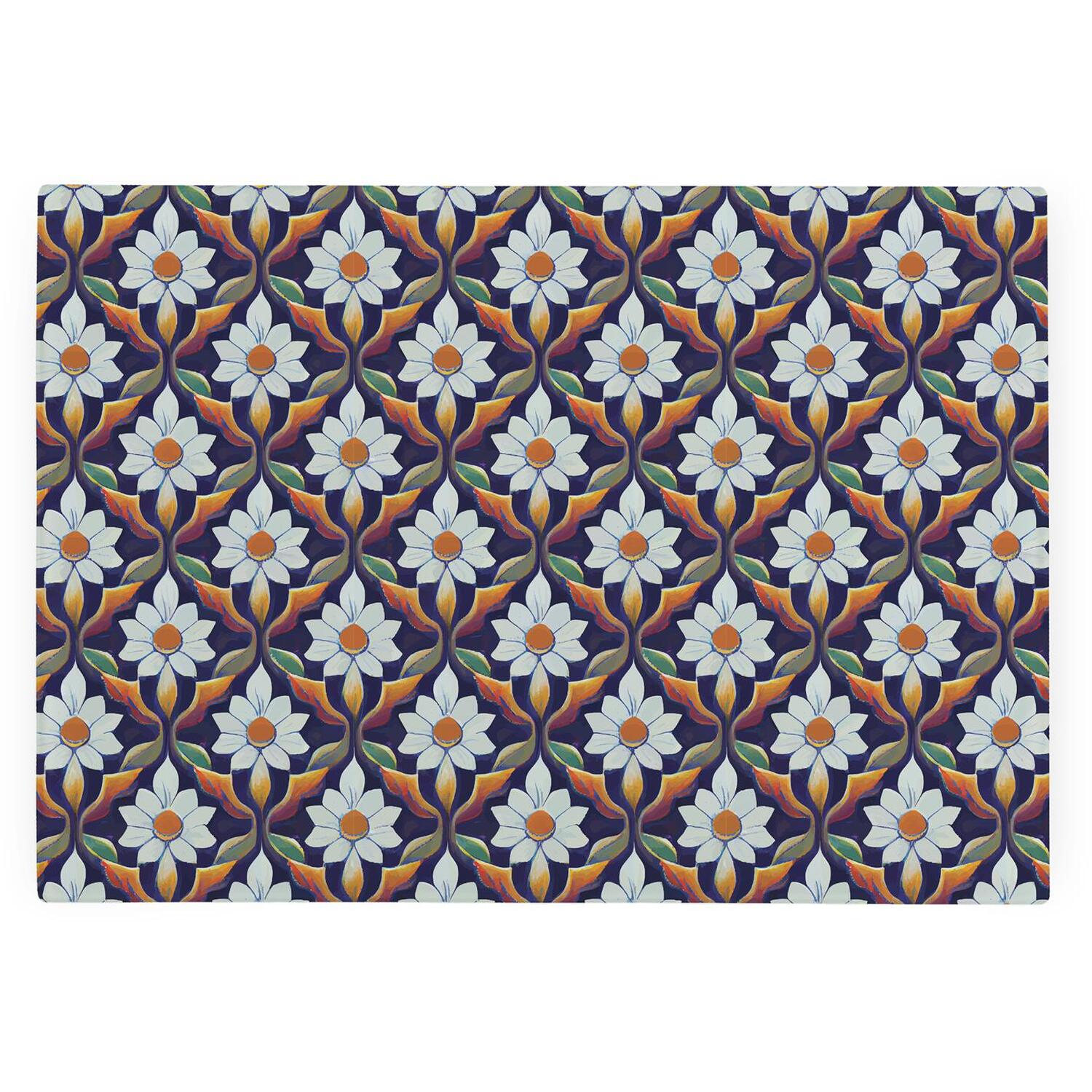Image of White Floral Tile Smooth Glass Worktop&hellip;