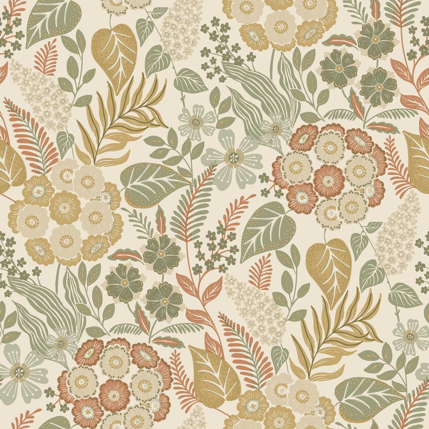 Grandeco Karuna Retro Flowers Green Orange Wallpaper Botanical Paste The Wall - Image 5