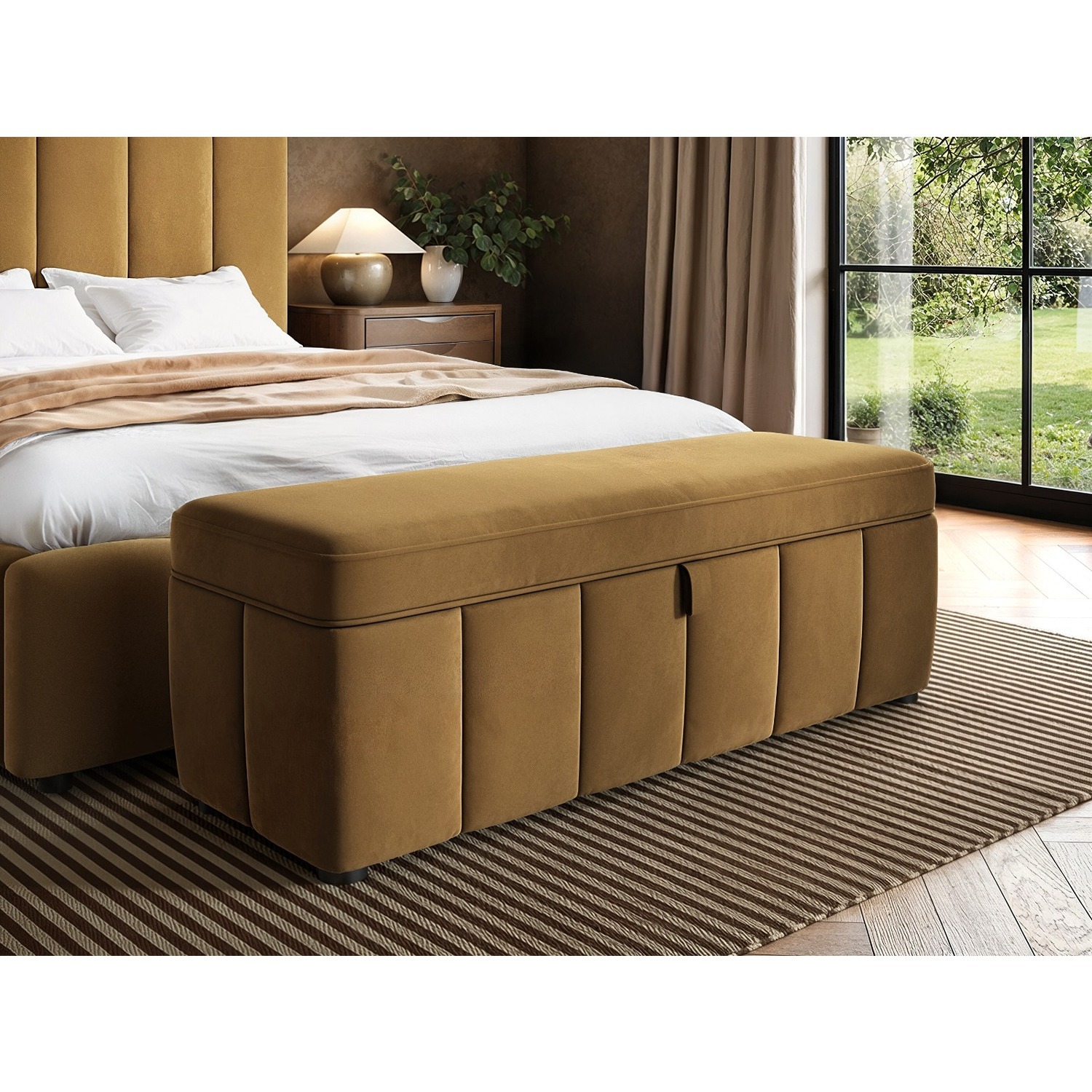 Solace+Co Emilie Ottoman Blanket Box - Caramel