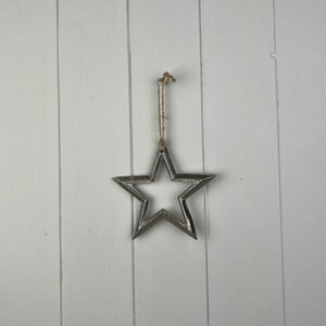 Festive Silver Metal Hanging Star