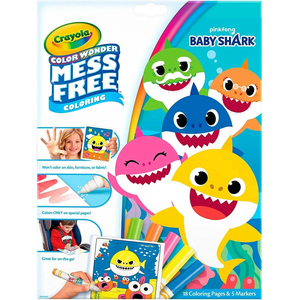 Crayola Baby Shark Color Wonder A4 Colouring Pages and Markers Gift for Kids