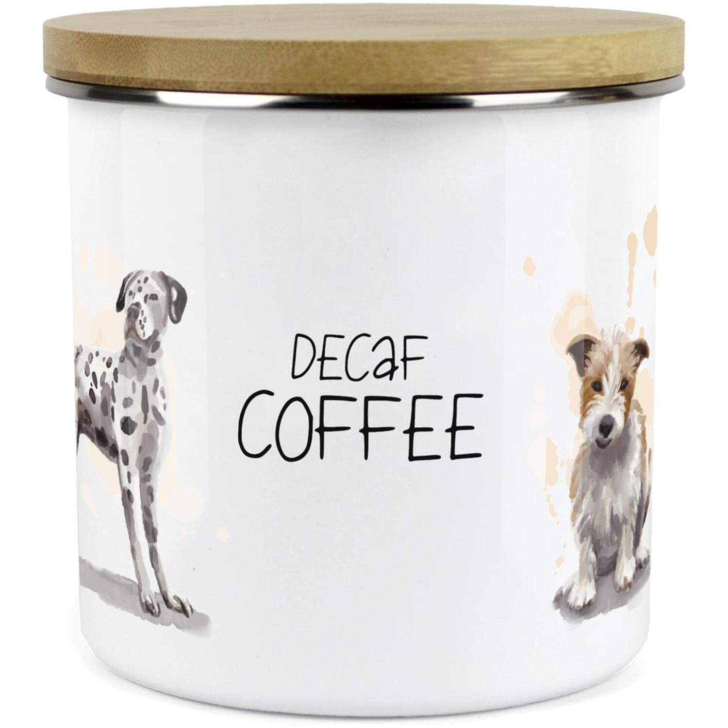 Decaf Coffee Storage Canister - Dogs Kitchen Enamel Metal Storage Jar - Image 2