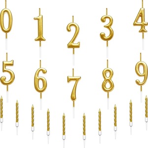 Premium Celebration Cake Toppers - Gold Numeral Candle 3