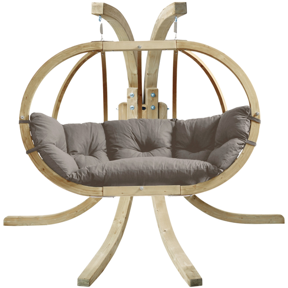 Globo Royal Taupe Double Seater Hanging  Egg Chair Set