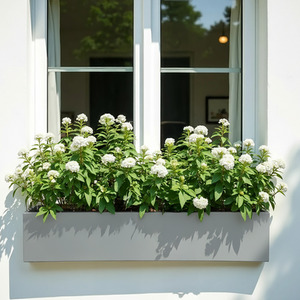 80cm Window Box Garden Planter - Light Concrete Rectangular Outdoor Plant Pot