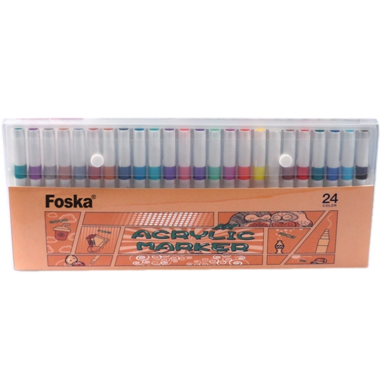Wallet of 24 Assorted Colour Acrylic Marker Pens - Image 2