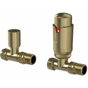 Straight Thermostatic Radiator Valve and Lockshield Set-PWTRV005BB