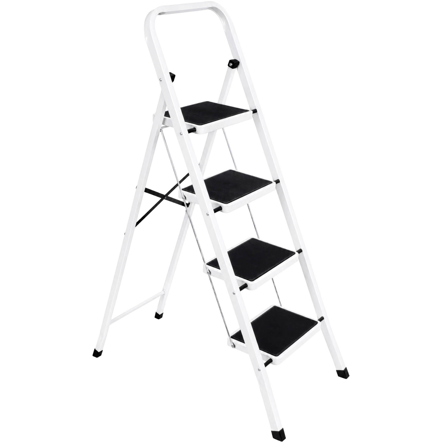 Futura 4 Step Heavy Duty Steel Folding Ladder White - White