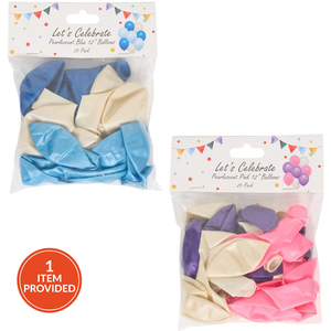 Pack of 25 Pearlised Pink or Blue Balloons