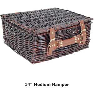 Empty  Wicker Hamper Basket  and Gold Bow for gifts, storage and picnics (18