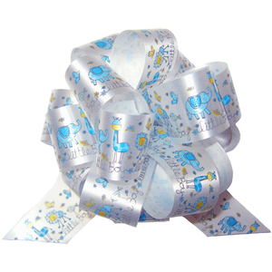 Blue Baby Boy Pull Bows 32mm (pack of 10)