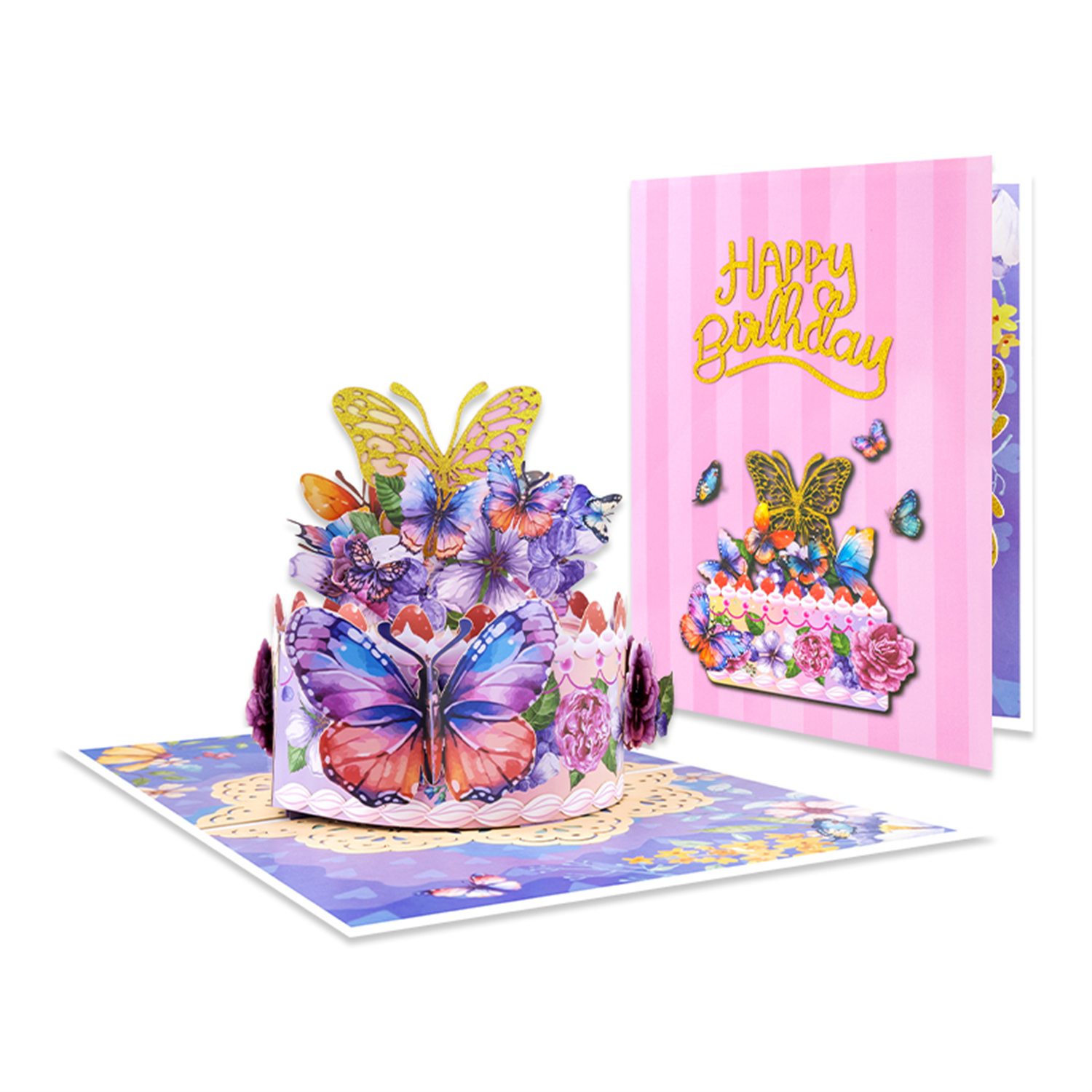 Brightfeel Wings Of Celebration Butterfly Floral Design 3D Pop Up Birthday Card - White
