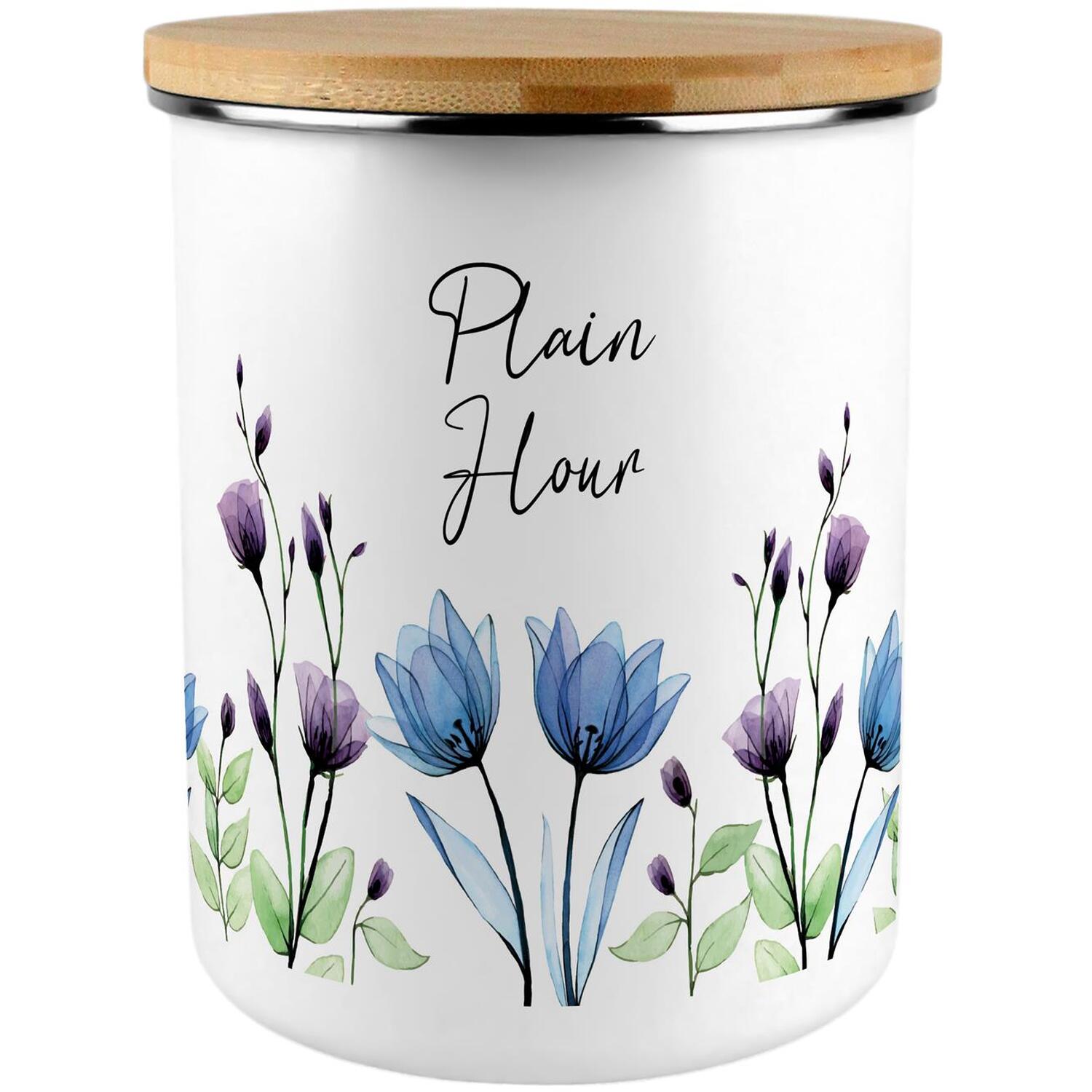 Purely Home Blooming Lovely Extra Large Plain Flour Canister - Blue