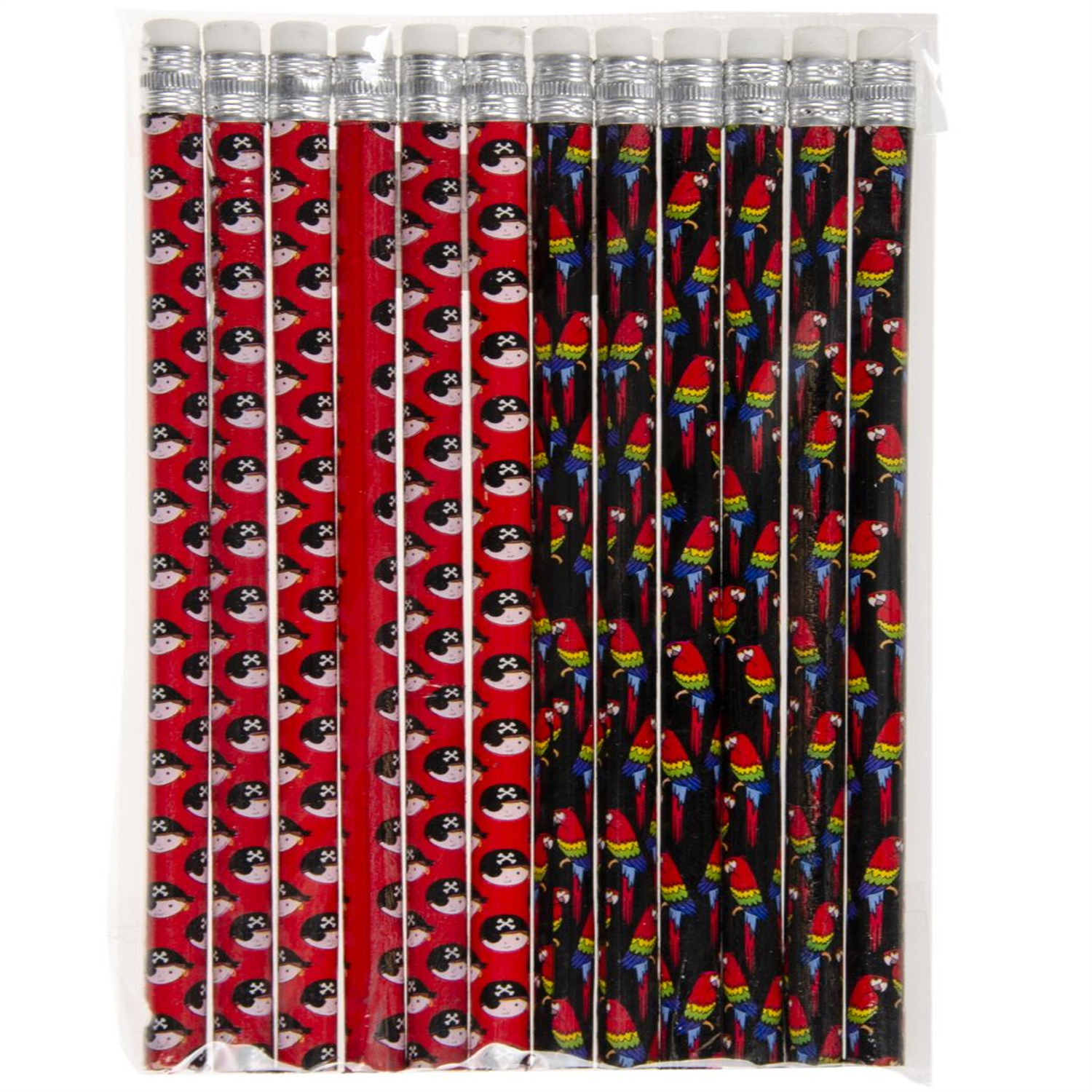 Pack of 12 Pirate Design Pencils with Eraser - School Stationary Loot Bag Party - Image 2