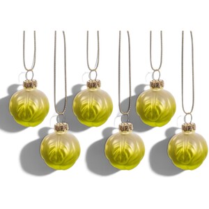 Set of 6 Brussels Sprout Christmas Tree Decorations