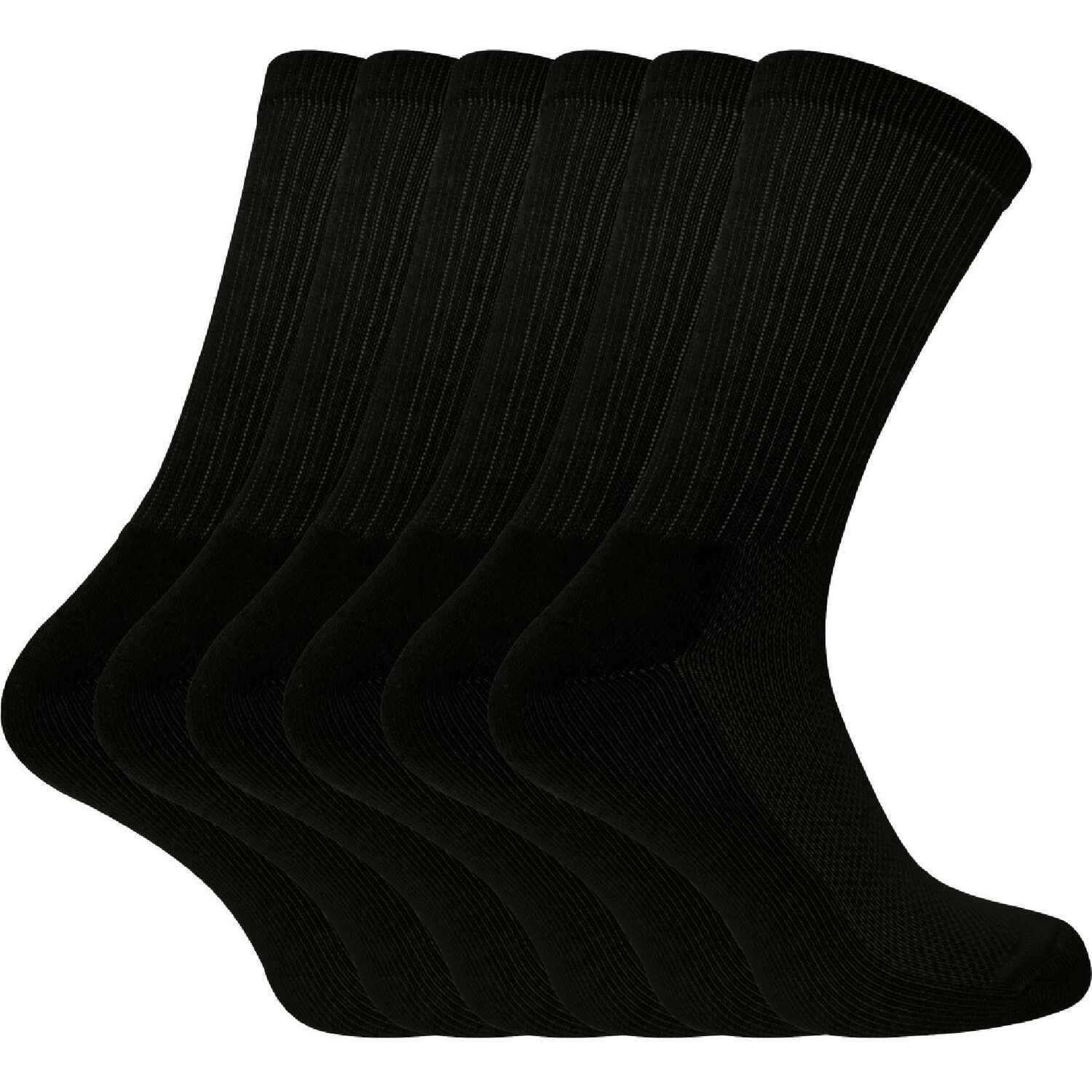 Sock Snob Unisex Black Pack Of 6 Bamboo Cotton Running Sports Socks - Image 2