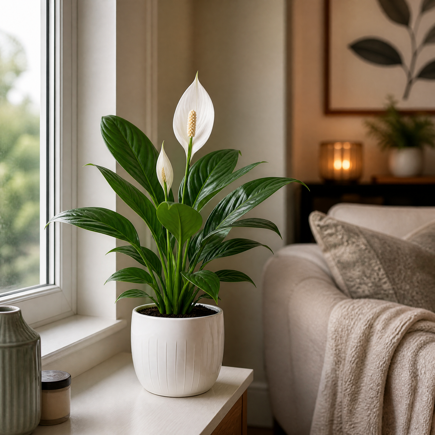 Plants By Post Spathiphyllum Peace Lily E - Glossy White