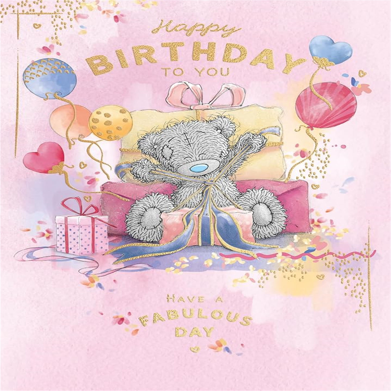 Bear Sat Amongst Gifts Fabulous Day Birthday Card - Image 3