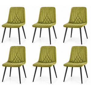 Olive Green Milo Velvet Dining Chairs Set of 6 Diamond Ribbed Kitchen and Dining Room Chairs
