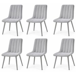 Dining Room Chairs Set of 6 Grey Velvet Upholstered Kitchen Dining Chairs Padded Seats